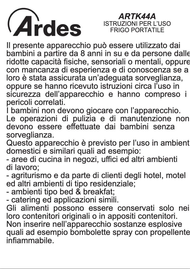 Imagen de la primera página del manual del dispositivo ARTK44A