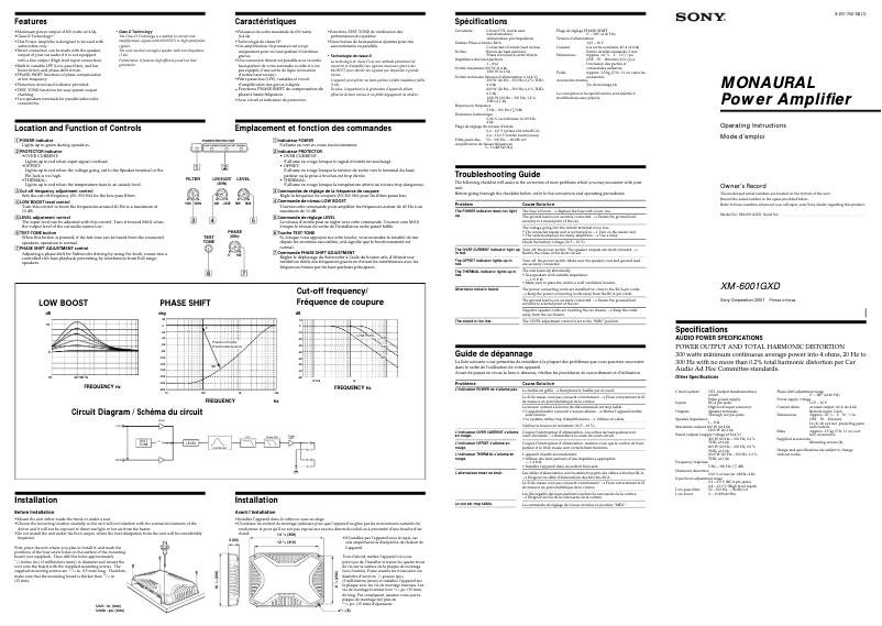 Página 1 del manual Manual de usuario Sony XM-6001GXD