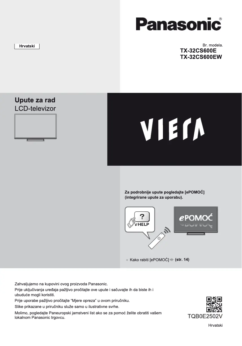 Page 1 de la notice Manuel utilisateur Panasonic Viera TX-32CS600EW