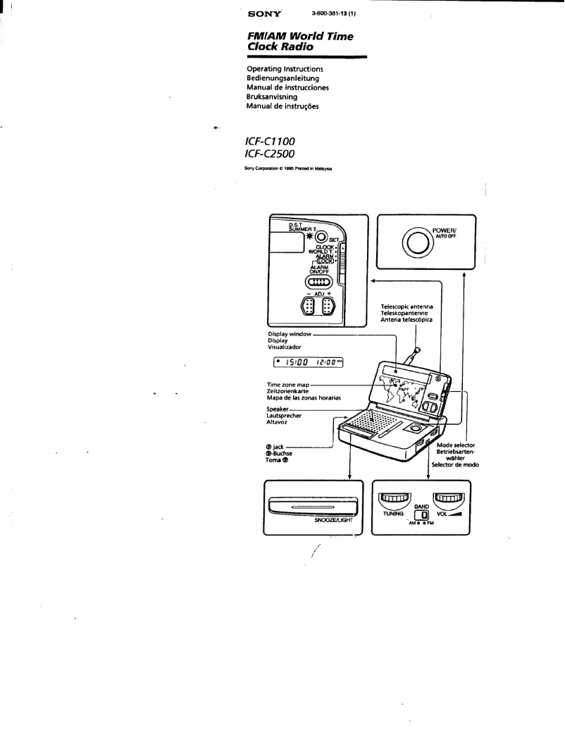 Page 1 de la notice Manuel utilisateur Sony ICF-C2500