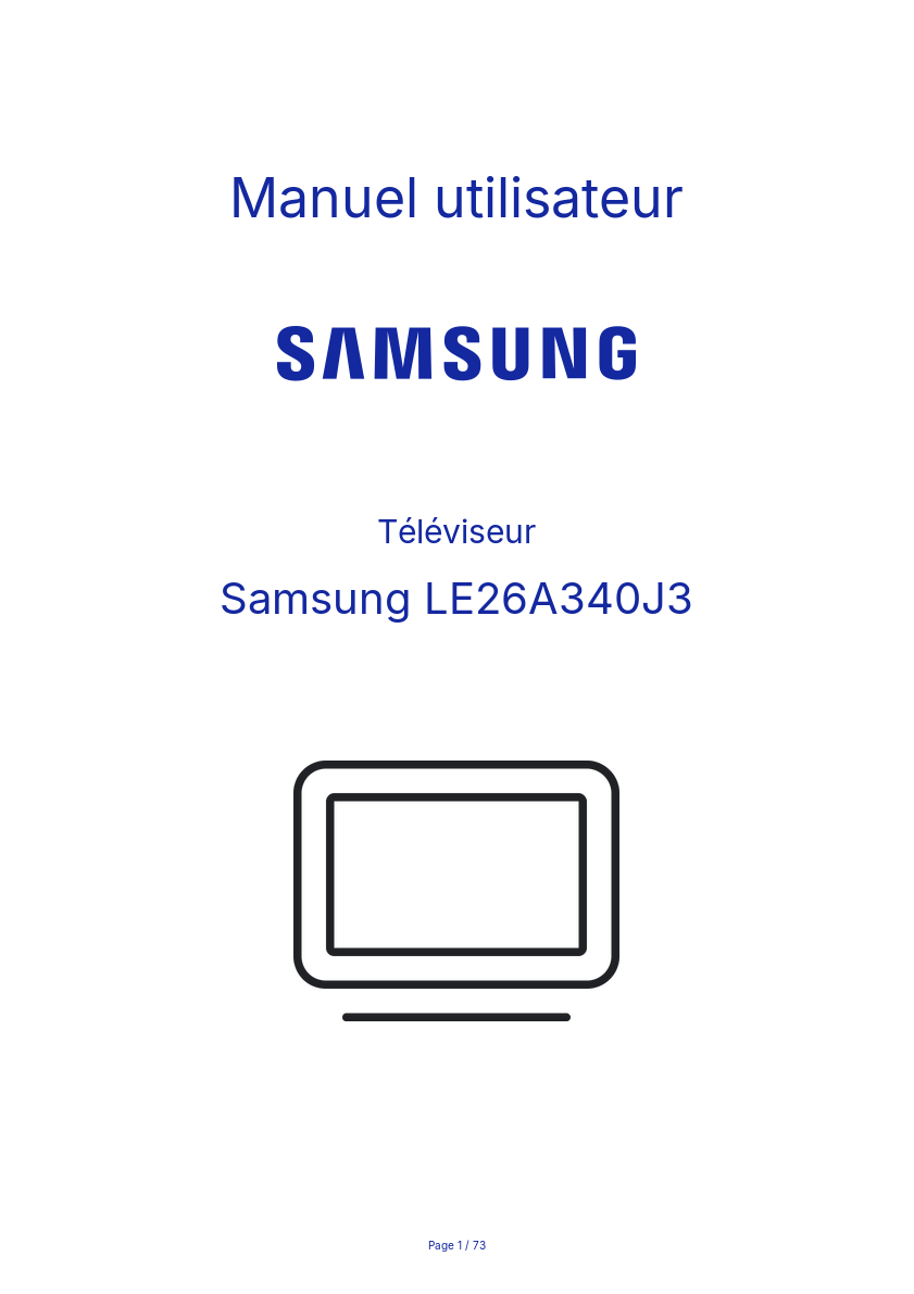 Image de la première page du manuel de l'appareil LE26A340J3