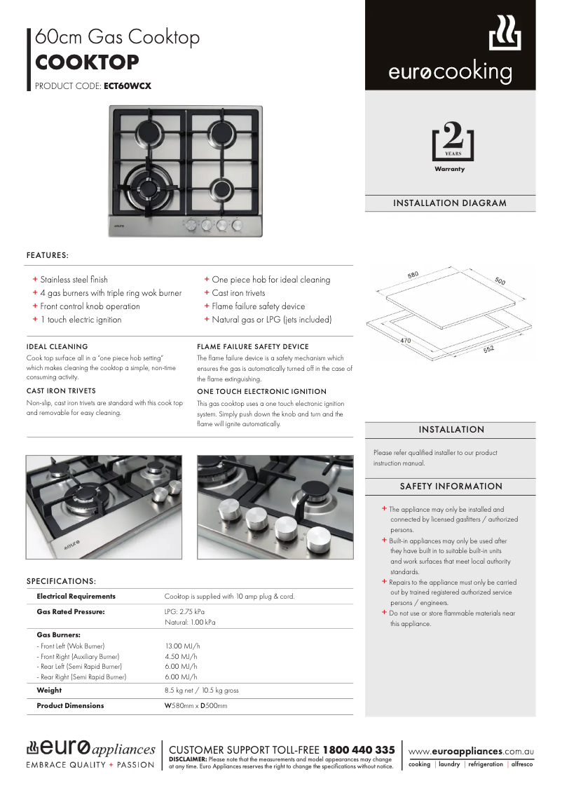 Image de la première page du manuel de l'appareil ECT60WCX