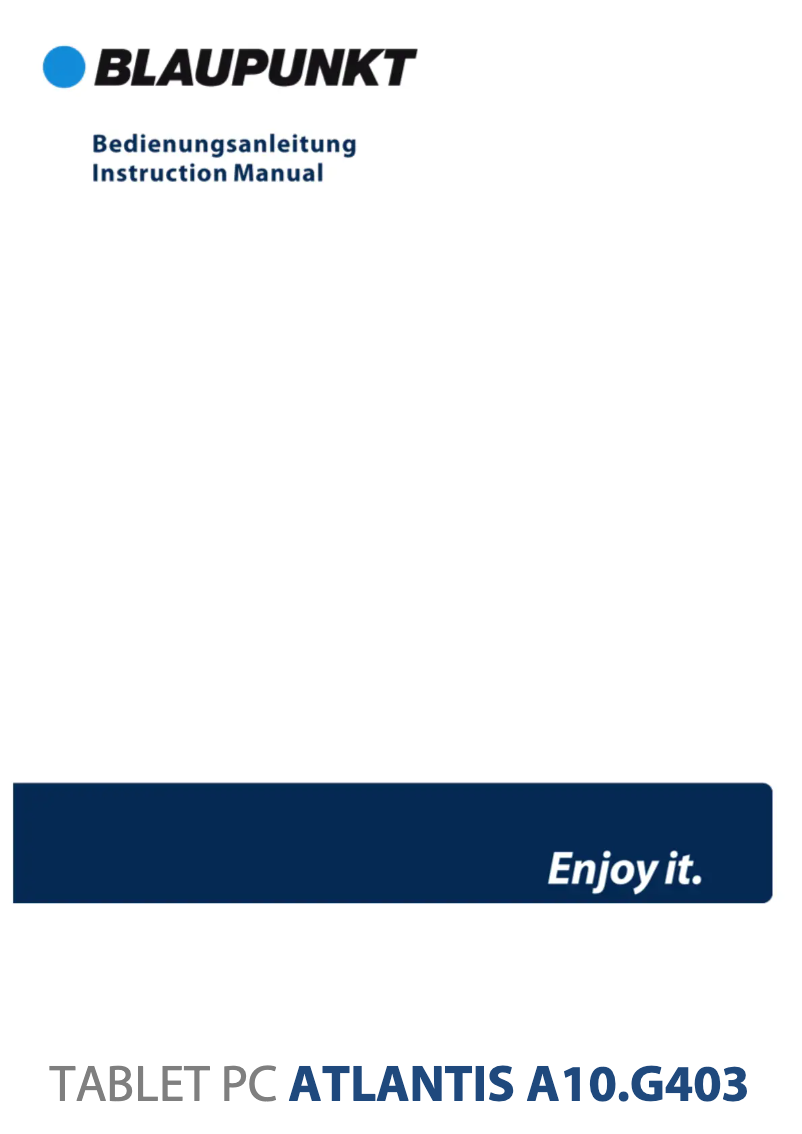 Page n°1 - Manuel utilisateur Blaupunkt Atlantis A10.G403