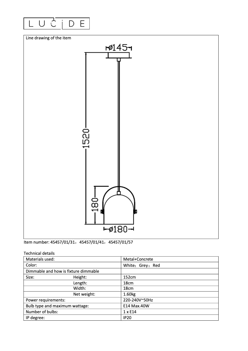 Page 1 de la notice Manuel utilisateur Lucide Molio 45457/01/31