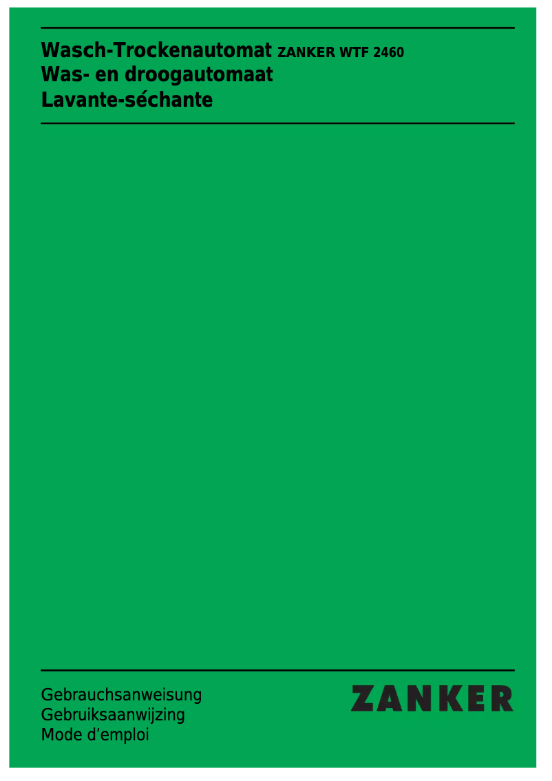 Page 1 de la notice Manuel utilisateur Zanker WTF 2460