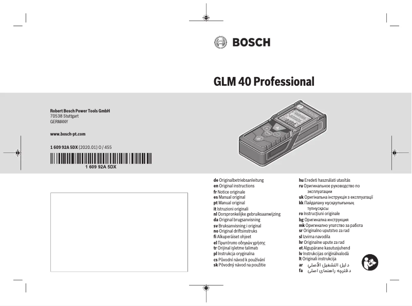 Page 1 de la notice Manuel utilisateur Bosch GLM 40 Professional