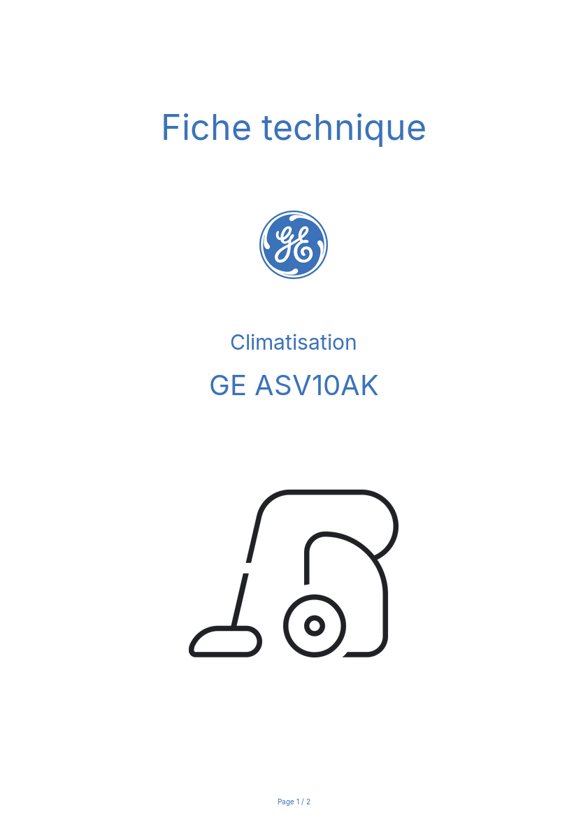 Page n°1 - Fiche technique GE ASV10AK
