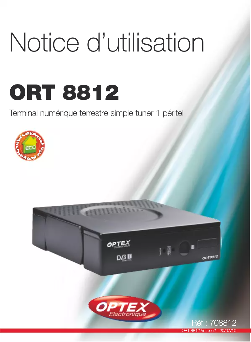 Page n°1 - Manuel utilisateur Optex ORT 8812