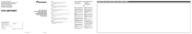 Page n°1 - Guide de démarrage rapide Pioneer AVH-X8700BT