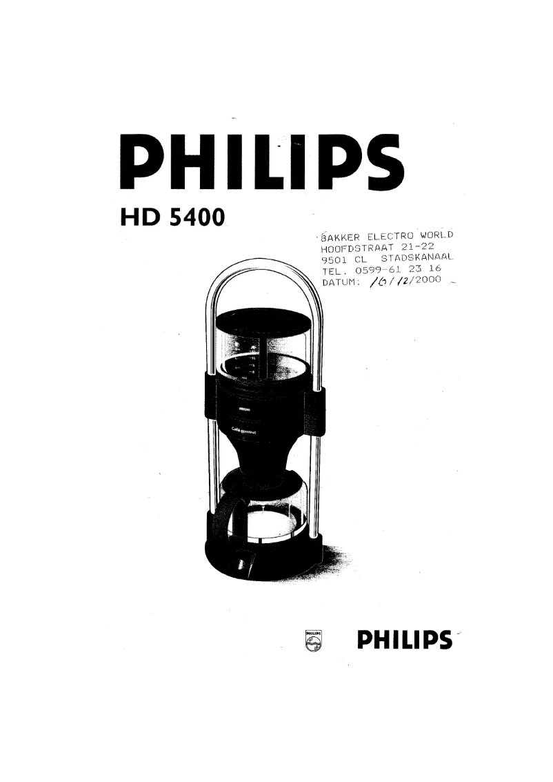 Page 1 de la notice Manuel utilisateur Philips HD5400