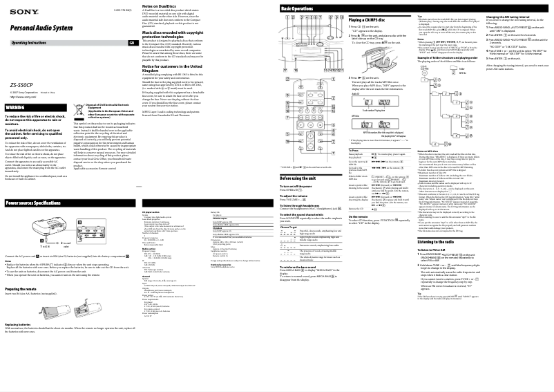 Image de la première page du manuel de l'appareil ZS-S50CP