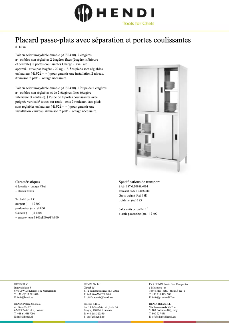 Page 1 de la notice Manuel utilisateur Hendi 811634