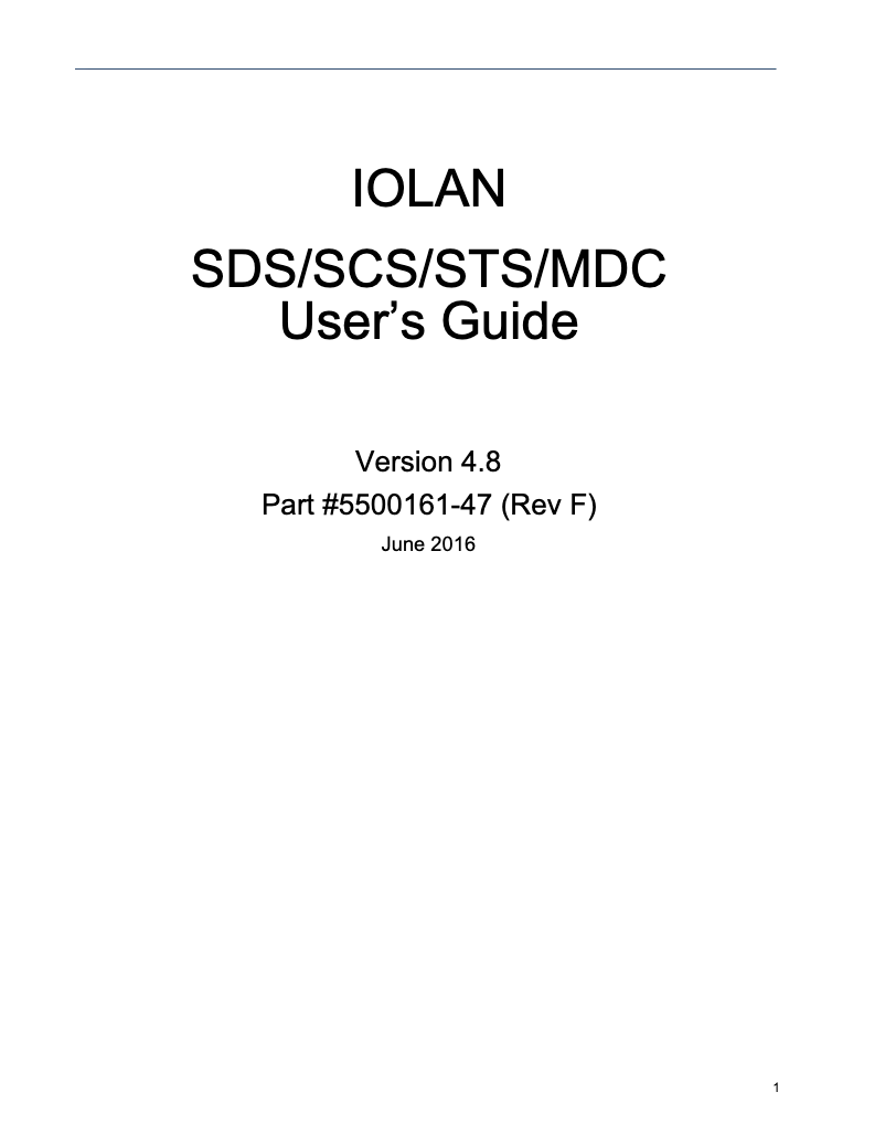 Page n°1 - Manuel utilisateur Perle IOLAN STS16