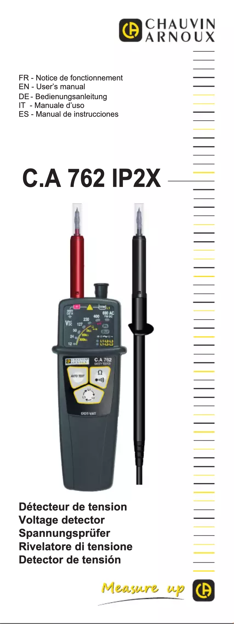 Page 1 de la notice Manuel utilisateur Chauvin Arnoux C.A 762