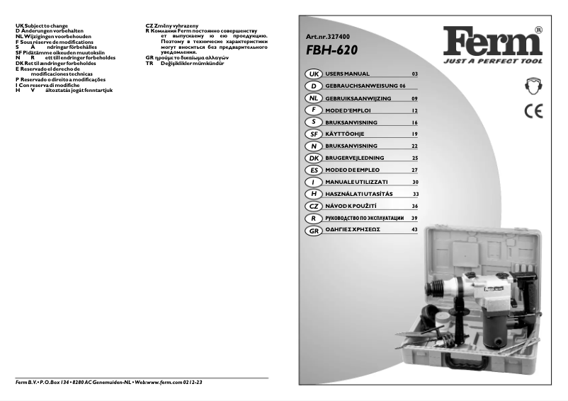 Page 1 de la notice Manuel utilisateur Ferm HDM1001