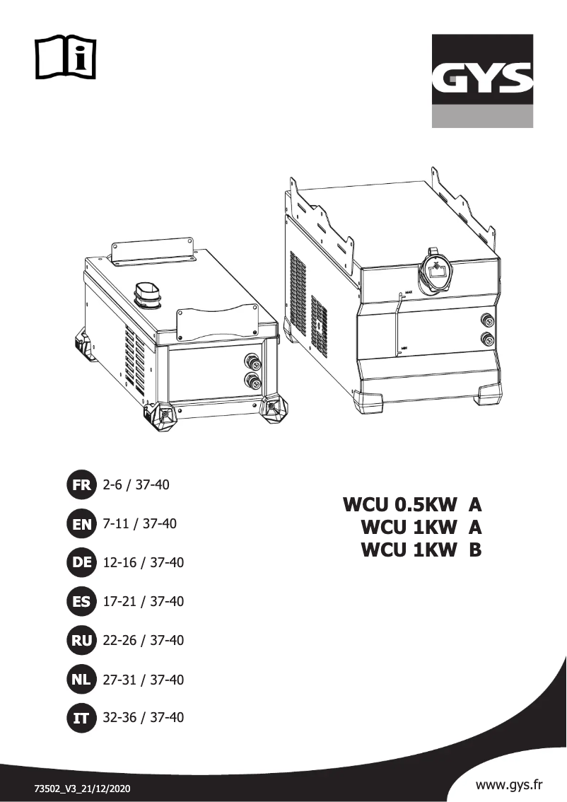 Image de la première page du manuel de l'appareil WCU 0.5KW A