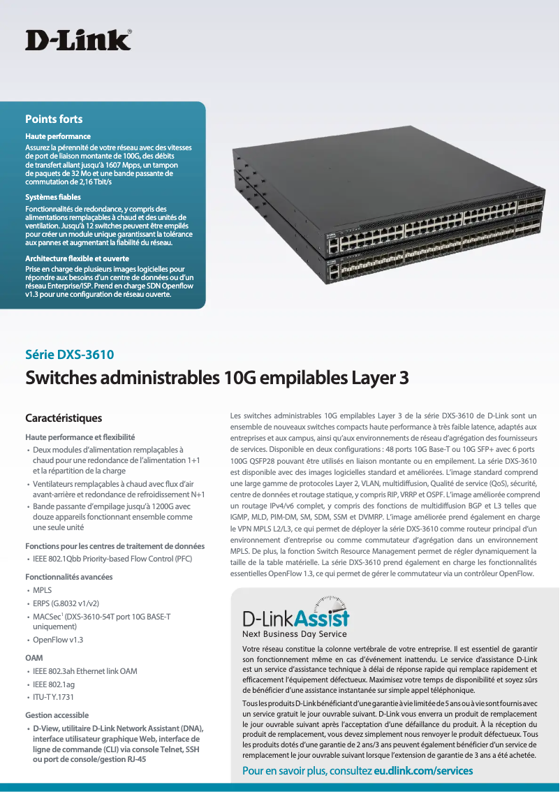 Page n°1 - Fiche technique D-Link DXS-3610-54S