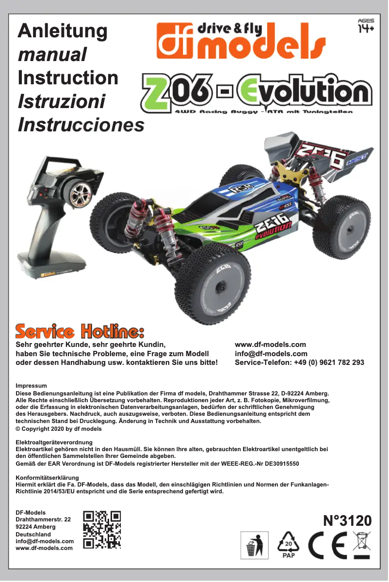 Page n°1 - Manuel utilisateur DF-Models Z06-Evolution