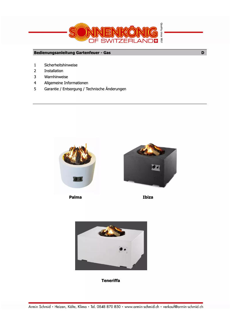 Page 1 de la notice Manuel utilisateur Sonnenkönig Ibiza