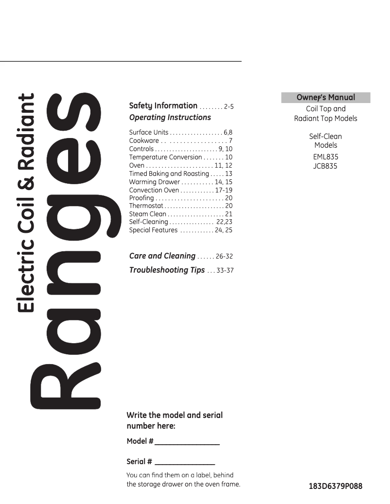 Page 1 de la notice Manuel utilisateur Mabe EML835NXF0
