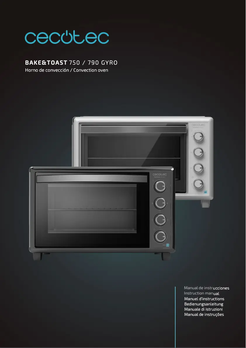 Page 1 de la notice Manuel utilisateur Cecotec Bake&Toast 750 Gyro