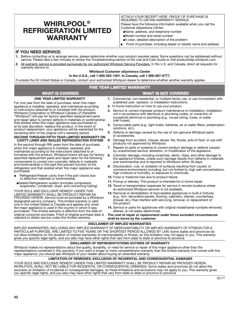 Page 1 de la notice Mode d'emploi Whirlpool WRF954CIHW