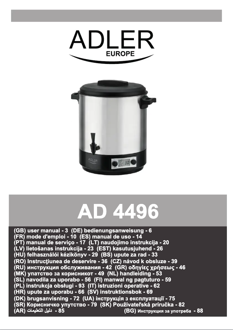 Page 1 de la notice Manuel utilisateur Adler AD 4496