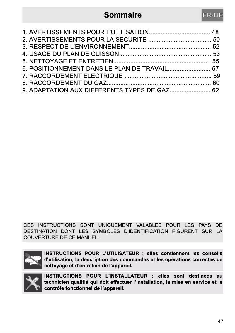 Page 1 de la notice Manuel utilisateur Smeg SPR876AGH