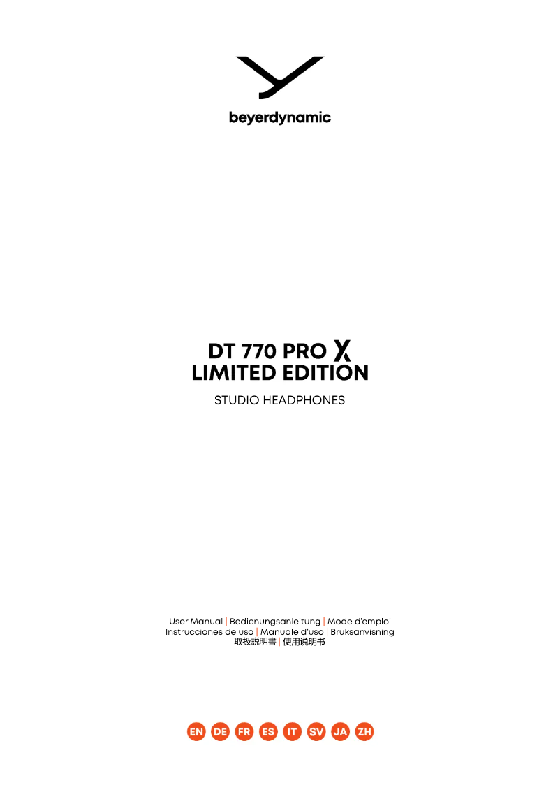Page 1 de la notice Manuel utilisateur Beyerdynamic DT 770 PRO X Limited Edition