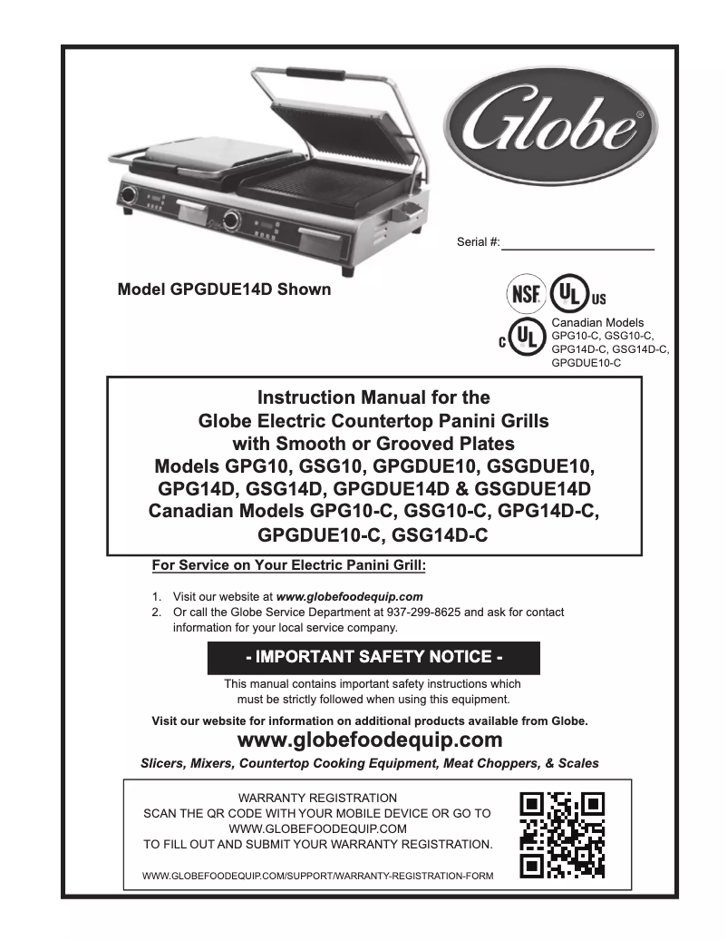 Page n°1 - Manuel utilisateur Globe GPG10