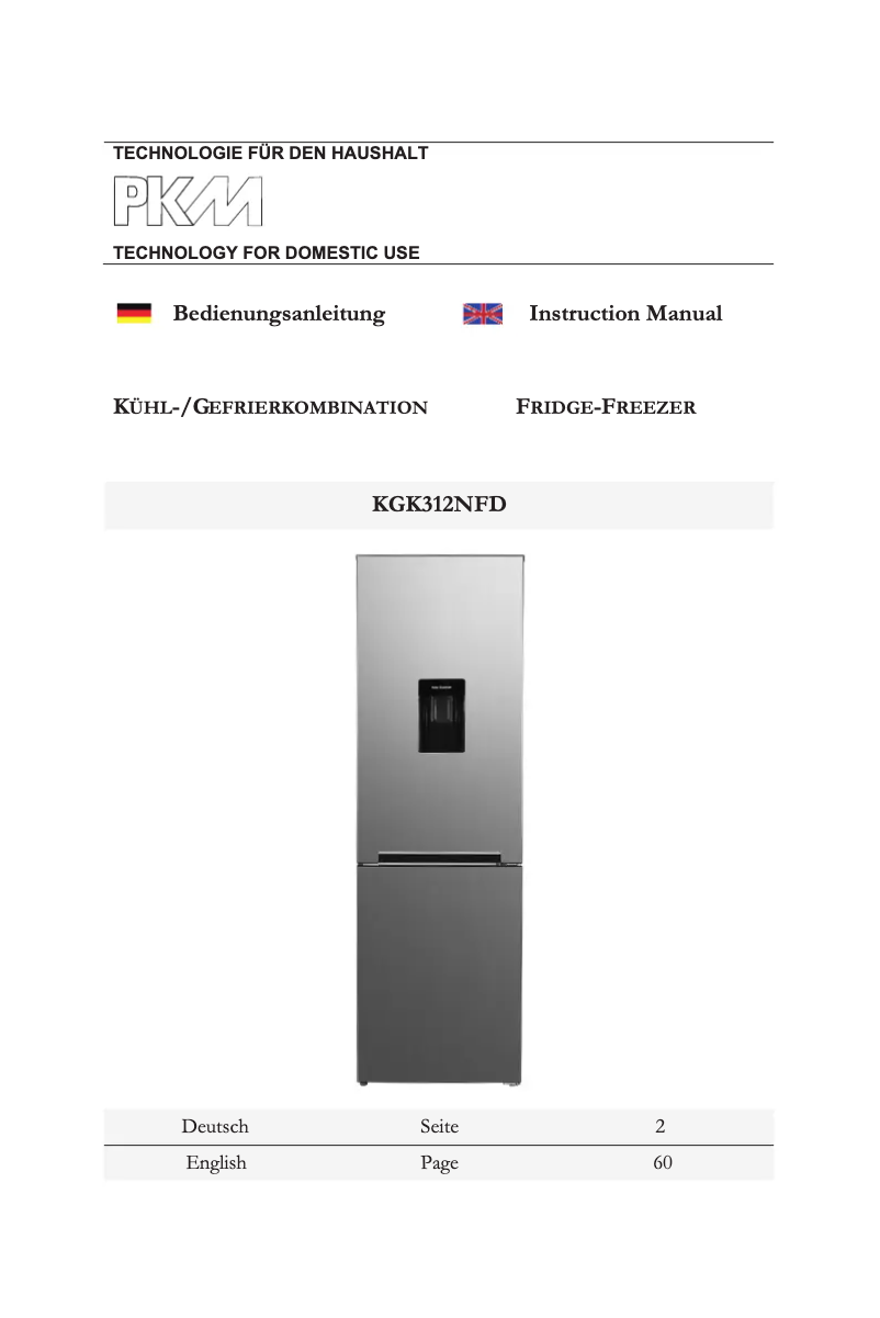 Page 1 de la notice Manuel utilisateur PKM KGK312NFD