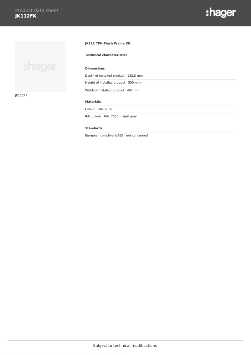 Image de la première page du manuel de l'appareil JK112FK