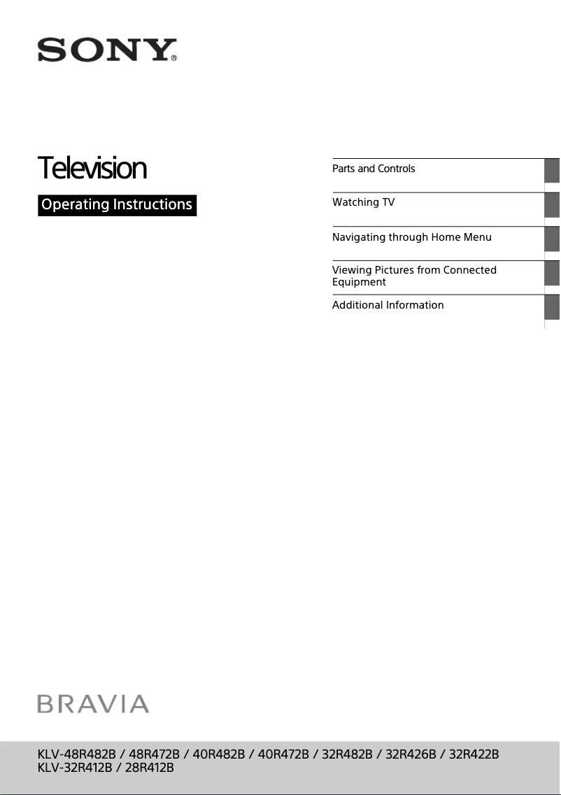 Image de la première page du manuel de l'appareil Bravia KLV-40R472B