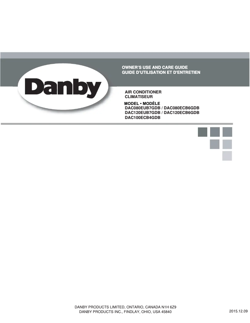 Page 1 de la notice Manuel utilisateur Danby DAC080EUB7GDB