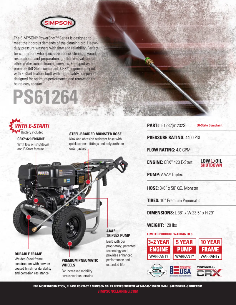 Page 1 de la notice Fiche technique Simpson PowerShot PS-61264