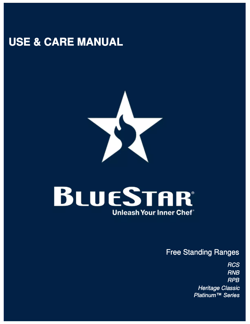 Page n°1 - Manuel utilisateur BlueStar RCS366BV2
