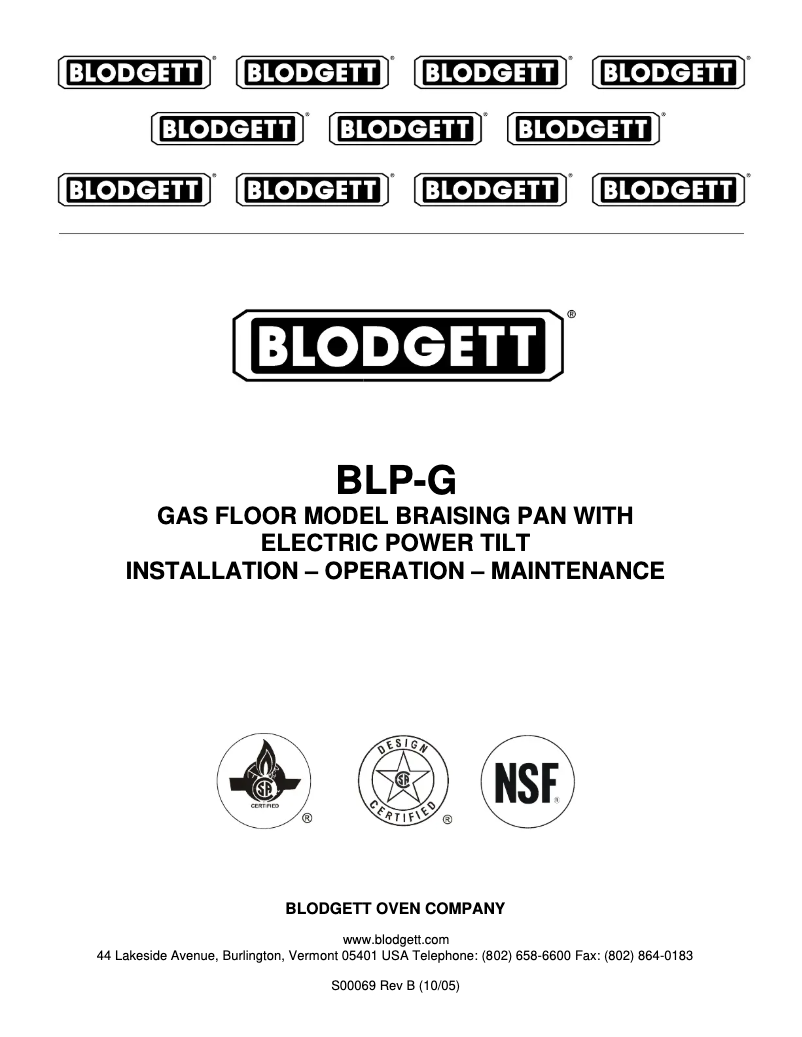 Page 1 de la notice Manuel utilisateur Blodgett BLP-30G