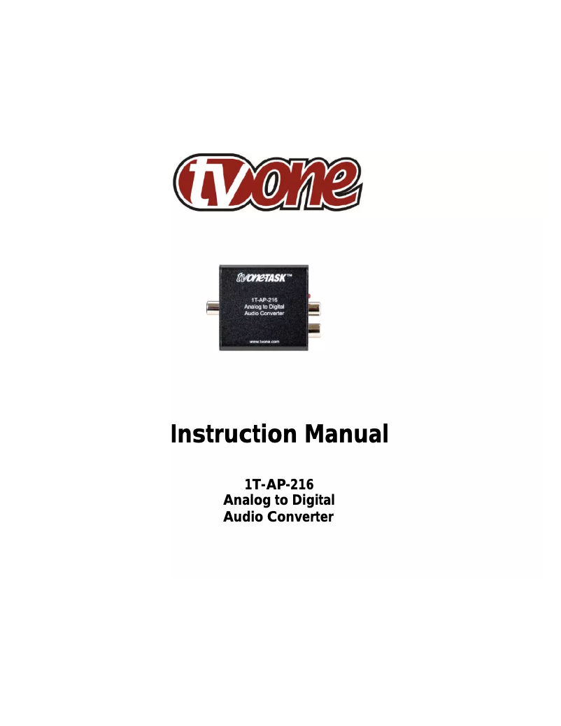 Page 1 de la notice Manuel utilisateur TV One 1T-AP-216