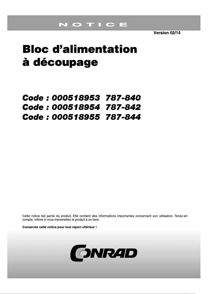 Image de la première page du manuel de l'appareil 787-844