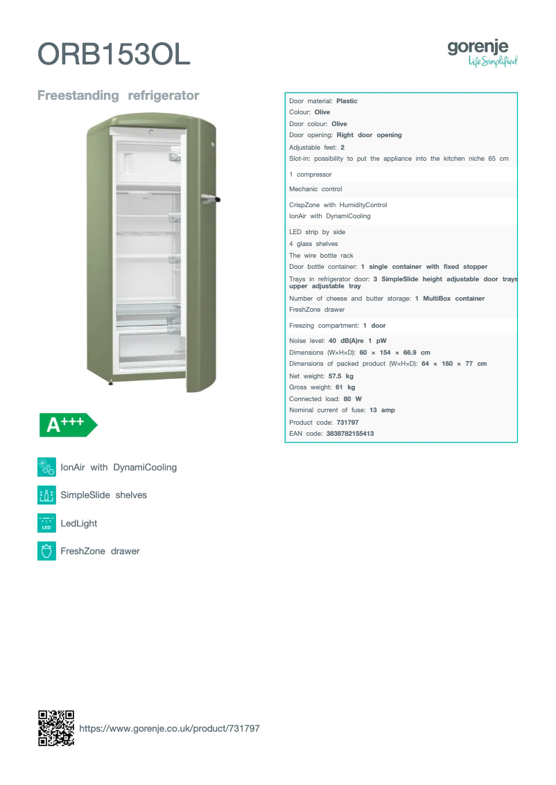 Image de la première page du manuel de l'appareil ORB153OL