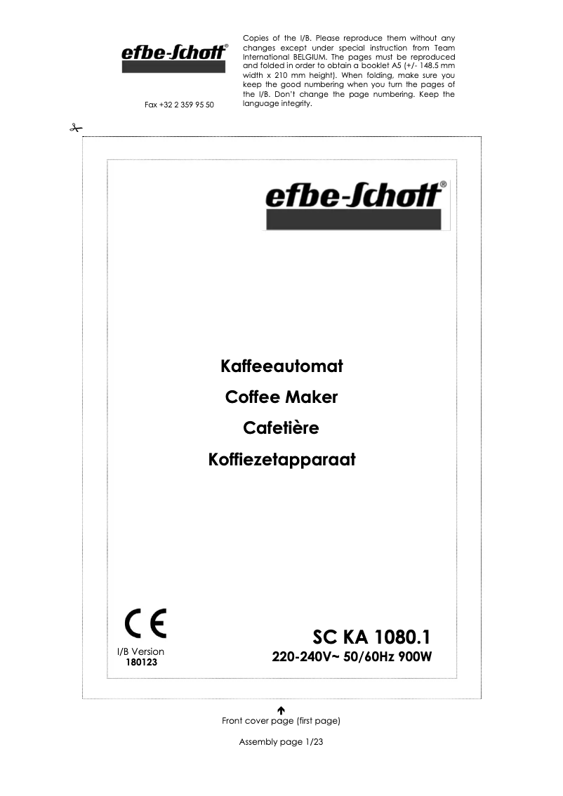 Page 1 de la notice Manuel utilisateur Efbe-Schott SC KA 1080.1