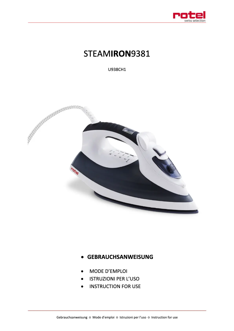 Page 1 of the manual User Manual Rotel SteamIron 9381