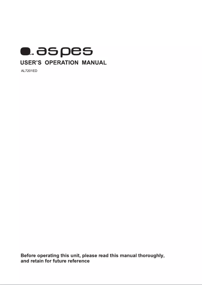 Page n°1 - Manuel utilisateur Aspes AL7201ED