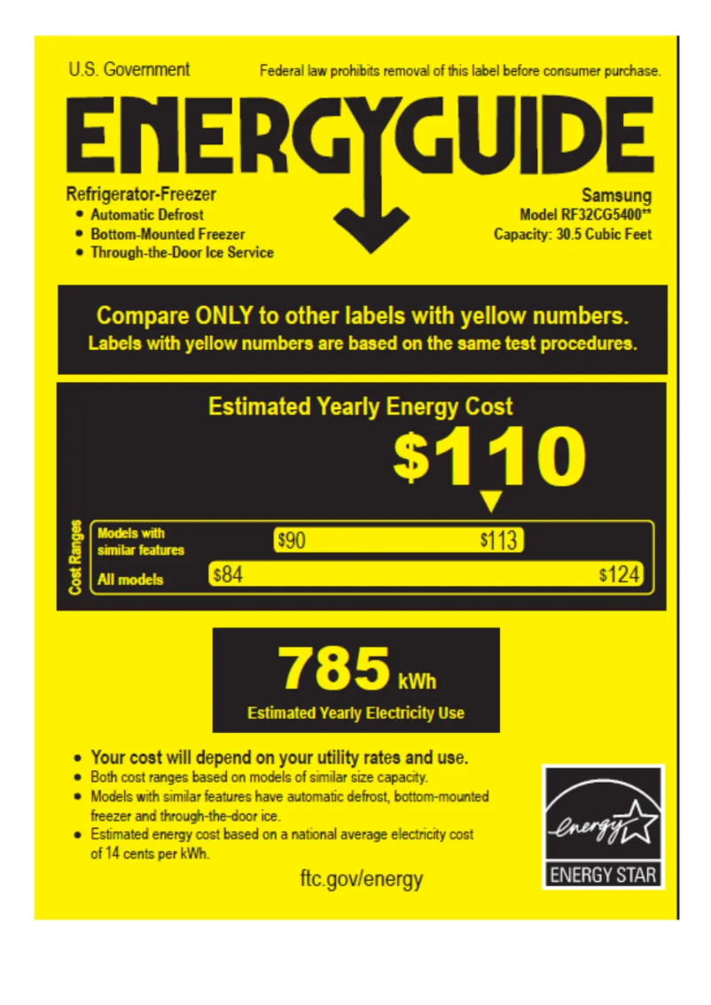 Page 1 de la notice Label énergétique Samsung RF32CG5400SR