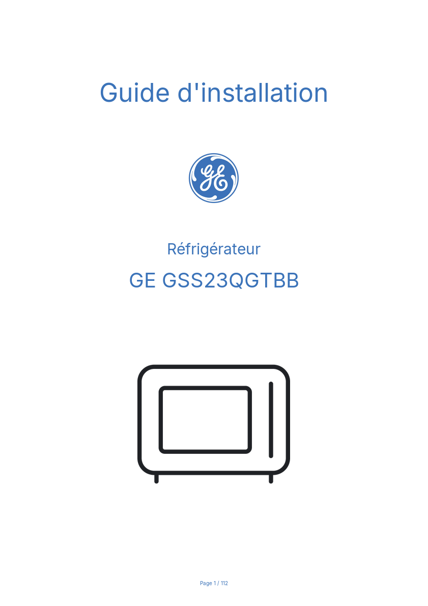 Image de la première page du manuel de l'appareil GSS23QGTBB