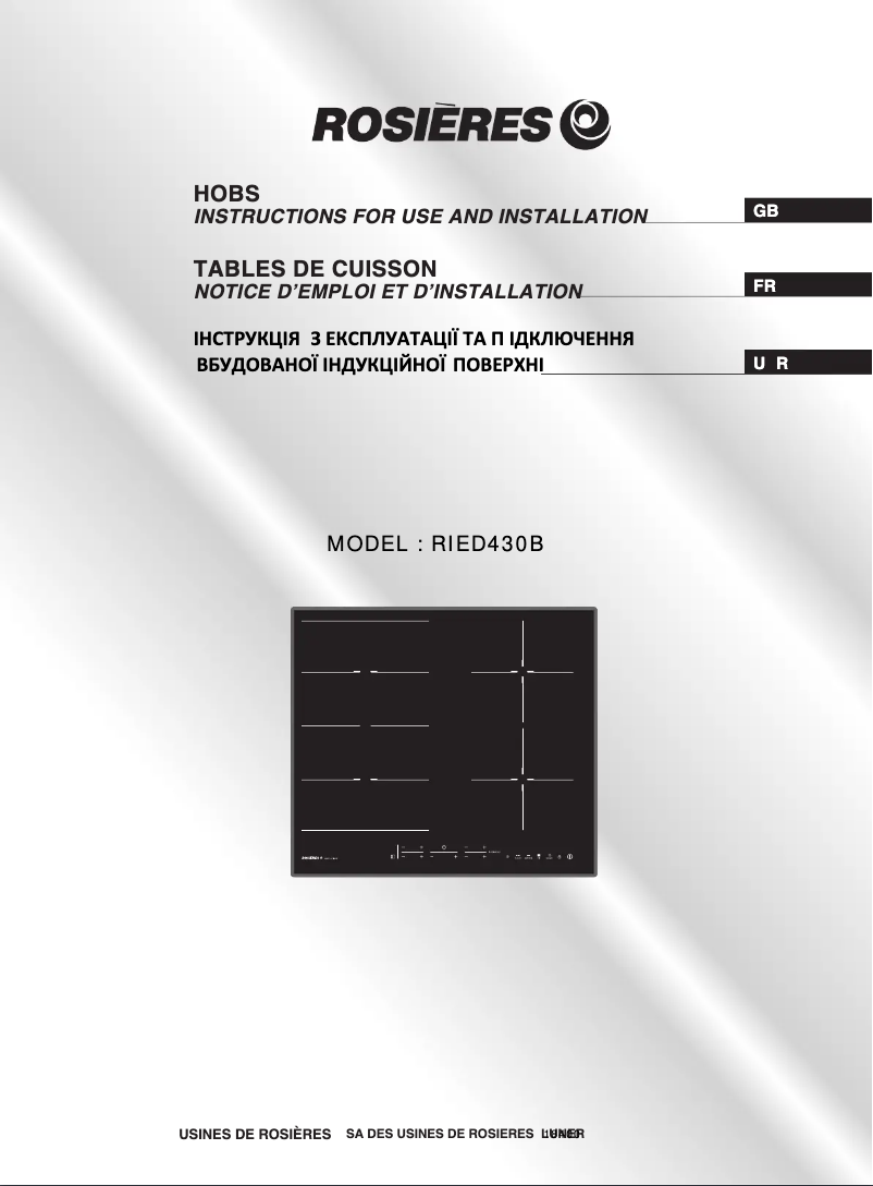 Page 1 de la notice Manuel utilisateur Rosieres RIED 430 B