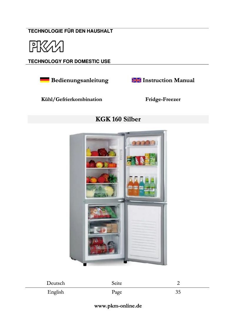 Page 1 de la notice Manuel utilisateur PKM KGK 160