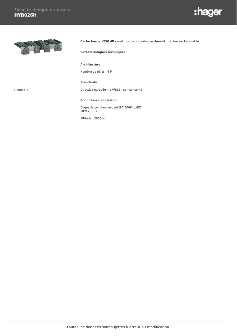 Image de la première page du manuel de l'appareil HYB026H