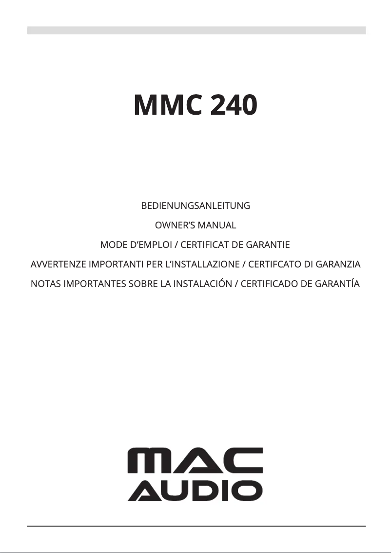 Page n°1 - Manuel utilisateur Mac Audio MMC 240