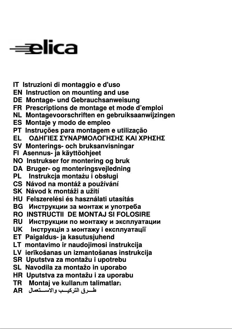 Page n°1 - Manuel utilisateur Elica UP HIDDEN/A/50